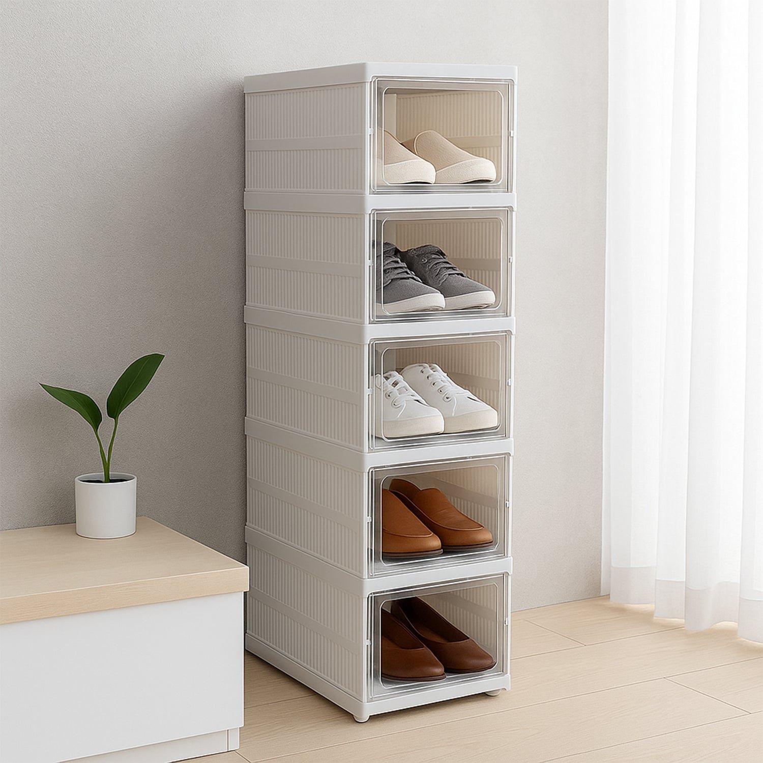 17664.jpg 5-Layer Stackable Utility Cart – Foldable Storage Organizer for Clothes & Home (1 Pc) - Image 1