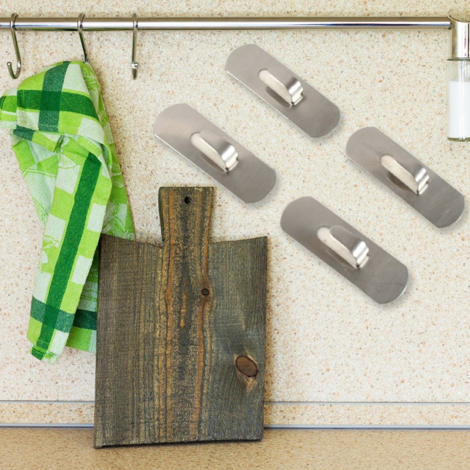 1_b89c61db-1581-45f4-b62e-c0f04d181507.jpg Self- Adhesive Hooks, Heavy Duty Wall Hooks Hangers Stainless Steel Waterproof Sticky Hooks for Hanging Robe Coat Towel Kitchen Bathroom and. - Image 1