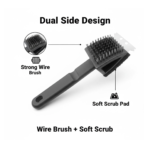 Black 2 Side Use Brush Scarp Cleaning Brush &  Wire Brush for Garage Use - Image 2