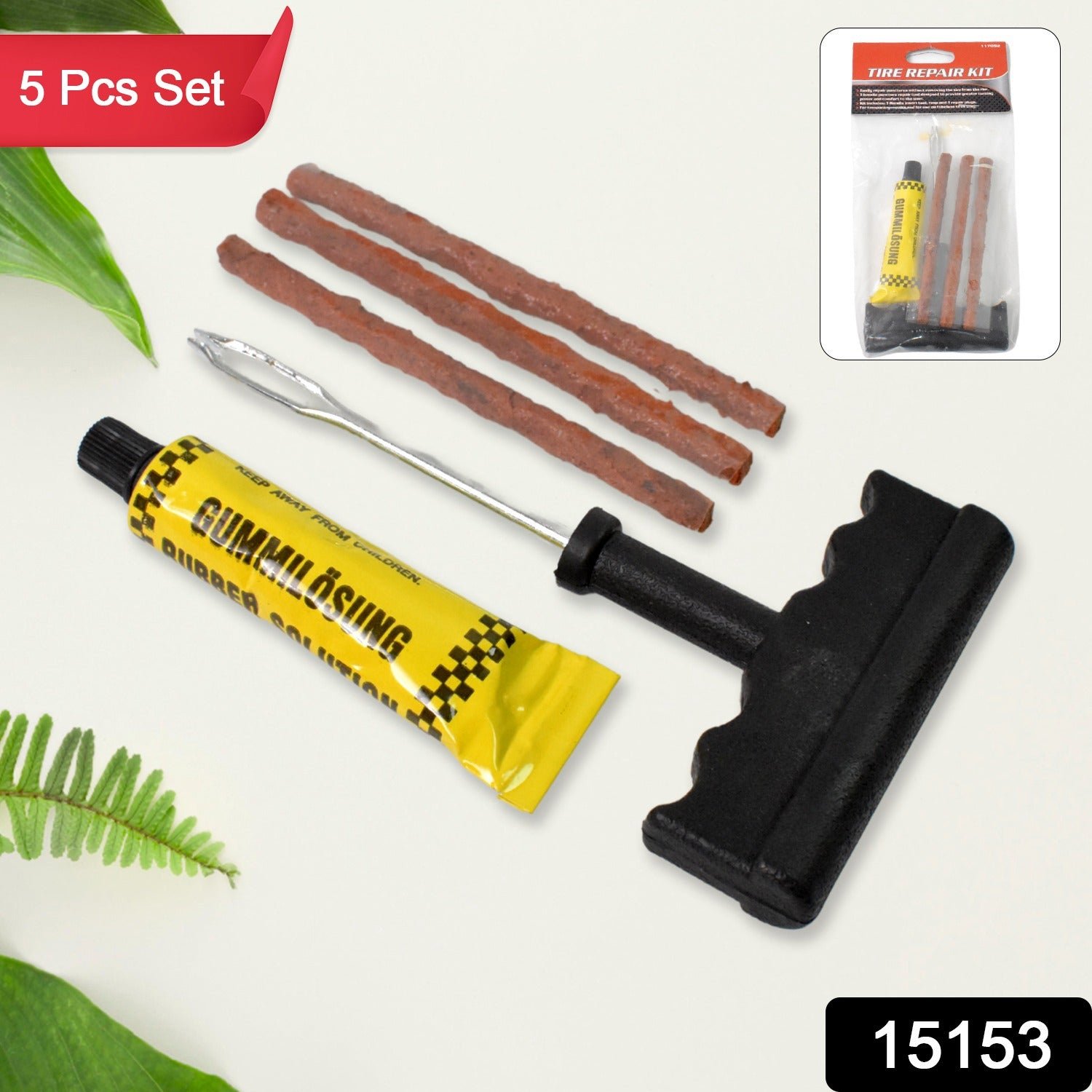 255_05fa8fa9-fdc9-4714-9fa0-6dd94f549c15.jpg Tubeless Tyre Puncture Repair Kit with 3 Seal Strips - 5 Pc Set - Image 1