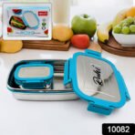 Customized Stainless Steel Lunch Box with 2 Compartments & Spoon - Image 2