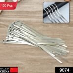 Stainless Steel Cable TIE Used for Solar, Industrial and Home Improvement Multipurpose HIGH Strength, Self-Locking Zip Ties, Multi-purpose Tie, Portable Rustproof 100Pcs Wide Application Zip Tie Set for Building (100 pcs Set / 4.6x200MM) - Image 2