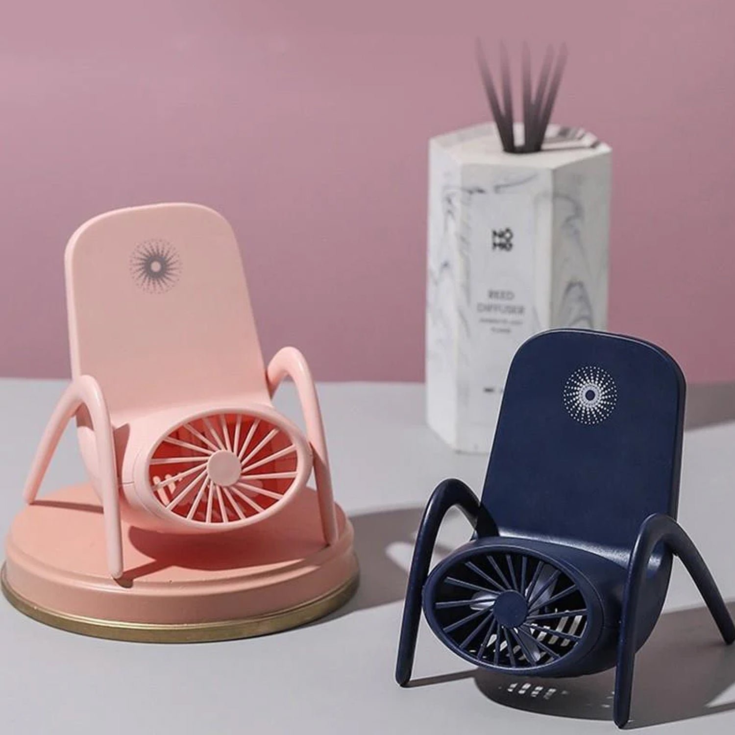 4814_mobile_stand_fan.jpg Portable Mobile Phone Holder Fan – Handheld, Multi-Function (Battery Not Include) - Image 1