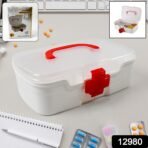 3-Compartment First Aid Box – Portable Medicine Storage with Tray & Clear Lid - Image 2