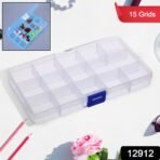 15-Grid Clear Plastic Jewelry Organizer Box with Adjustable Dividers - Image 2