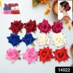 Colourful Flowing Flower Hair Pin (12 Pcs Set / Mix Color), Hair accessories - Image 2