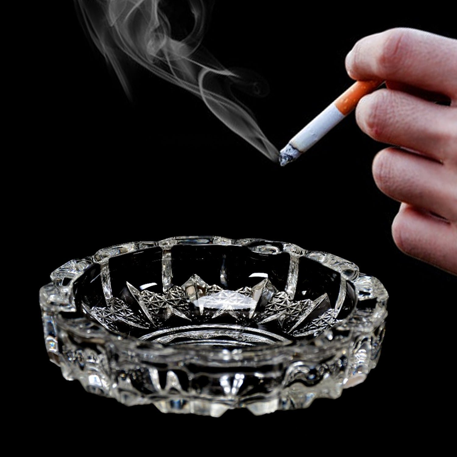 6_66c1193c-a3da-46fe-90de-a1f83cc9632b.jpg paricutin Glass Crystal Quality Cigar Cigarette Ashtray - Image 1