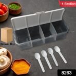 Kitchen Multipurpose Air-tight 4 Sections Storage Containers with 4 spoon (1 Pc ) - Image 2