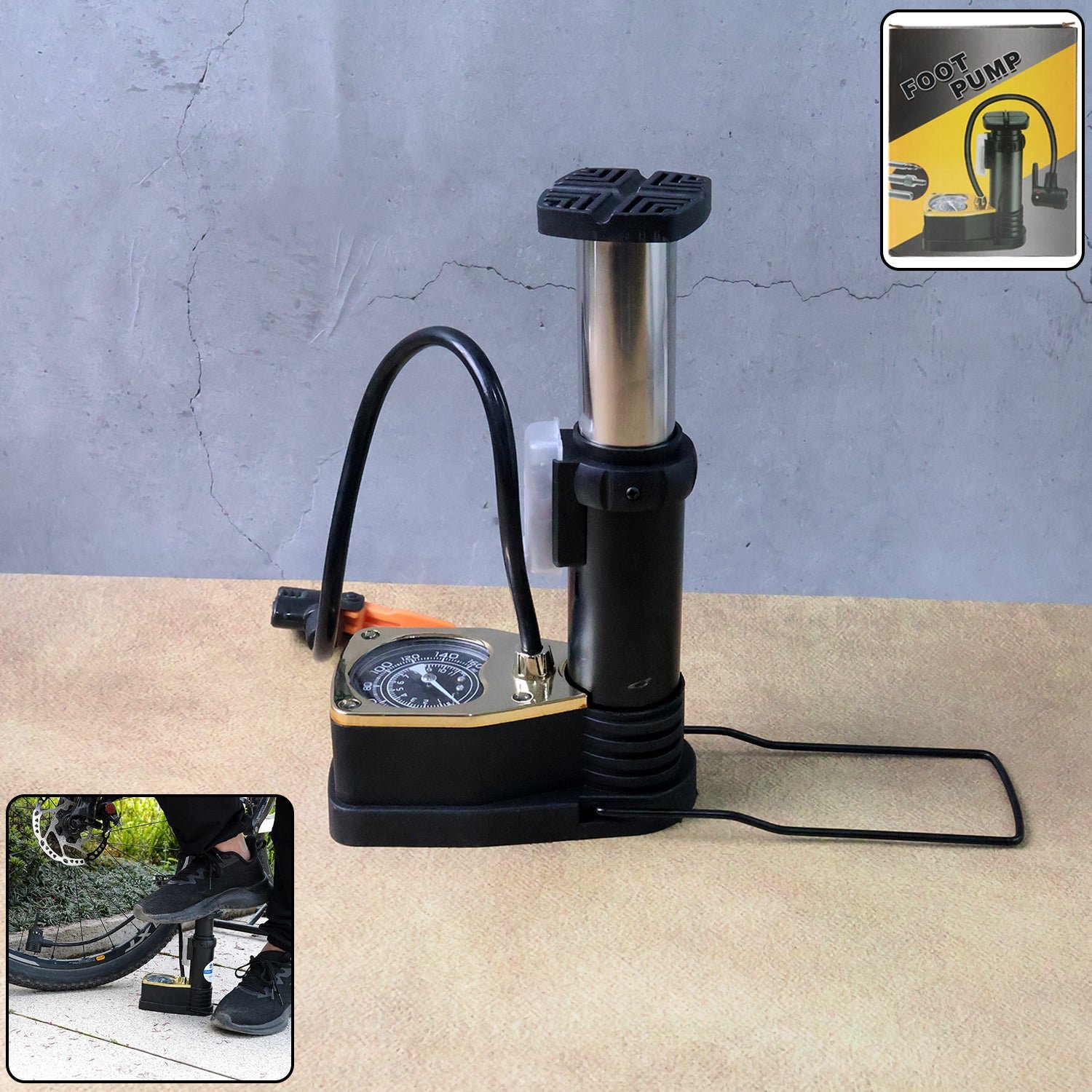 FootPump-WOSKU-01.jpg Portable High Pressure Foot Air Pump with Needle – Lightweight & Universal - Image 1