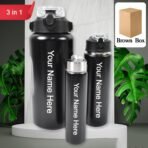 Customized 3 in 1 Stainless Steel Insulated Water Bottle 3 Pcs Different Size