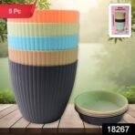 Round Plastic Flower Pot with Bottom Tray (5 Pcs Set / With Color Box) - Image 2